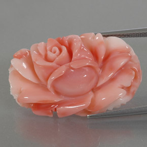 33.66 ct Multicolor Coral Gemstone, Coral Gem in Carved Rose Shape for Sale.