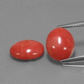 4.69 ct Pink Coral Gemstone, Coral Gem in Oval Cabochon Shape for Sale.