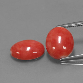 5.21 ct Pink Coral Gemstone, Coral Gem in Oval Cabochon Shape for Sale.