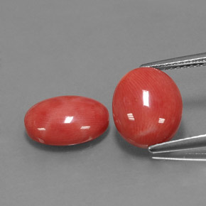 5.55 ct Pink Coral Gemstone, Coral Gem in Oval Cabochon Shape for Sale.