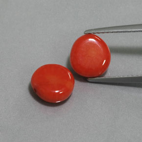 4.41 ct Pink Coral Gemstone, Coral Gem in Drilled Flat Cut Shape for Sale.