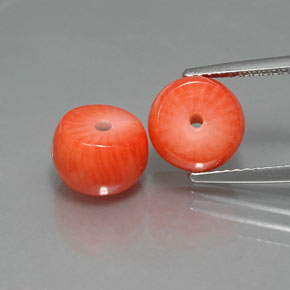 6.15 ct Pink Coral Gemstone, Coral Gem in Rondelle Shape for Sale.