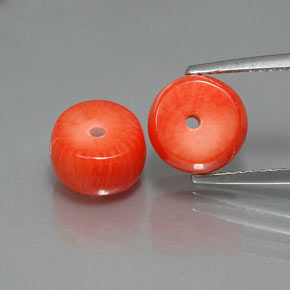 6.21 ct Pink Coral Gemstone, Coral Gem in Rondelle Shape for Sale.