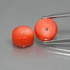 5.13 ct Pink Coral Gemstone, Coral Gem in Rondelle Shape for Sale.