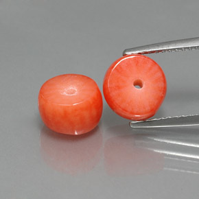 5.77 ct Pink Coral Gemstone, Coral Gem in Rondelle Shape for Sale.