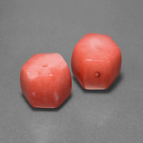 14.93 ct Pink Coral Stone, Natural Coral in Drilled Hexagon Shape for Sale