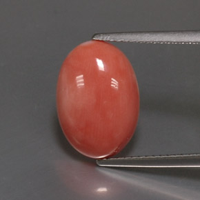 4.05 ct Pink Coral Gemstone, Coral Gem in Oval Cabochon Shape for Sale.