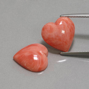 5.97 ct Pink Coral Gemstone, Coral Gem in Heart Cabochon Shape for Sale.