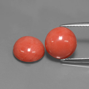 4.91 ct Pink Coral Gemstone, Coral Gem in Round Cabochon Shape for Sale.