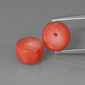 5.64 ct Pink Coral Gemstone, Coral Gem in Rondelle Shape for Sale.