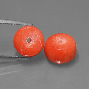 5.64 ct Pink Coral Gemstone, Coral Gem in Rondelle Shape for Sale.