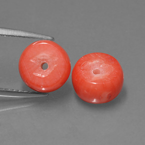 6.15 ct Pink Coral Gemstone, Coral Gem in Rondelle Shape for Sale.
