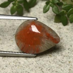 3.31 ct Multicolor Coral Stone, Natural Coral in Pear Cabochon Shape for Sale