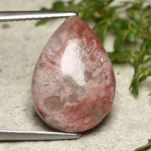 5.89 ct Multicolor Coral Gemstone, Coral Gem in Pear Cabochon Shape for Sale.