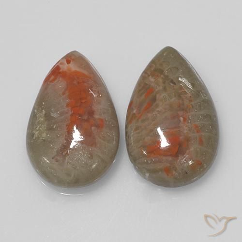 9.70ctw Naturale Multicolore Corallo, Forma a pera, Traslucido, Photo A