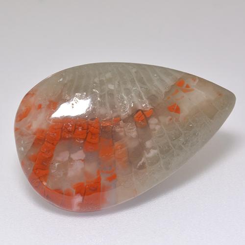 8.29 ct Multicolor Coral Stone, Natural Coral in Pear Cabochon Shape for Sale