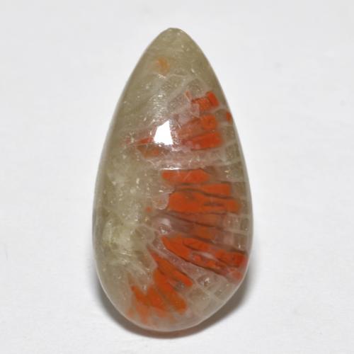 4.62 ct Multicolor Coral Gemstone, Coral Gem in Pear Cabochon Shape for Sale.