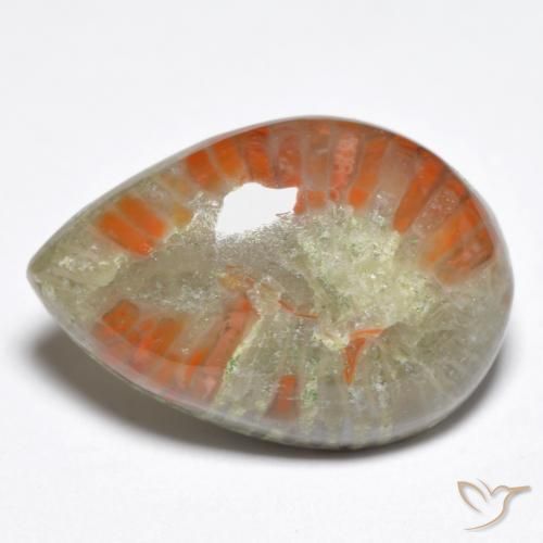 6.76 ct Multicolor Coral Stone, Natural Coral in Pear Cabochon Shape for Sale