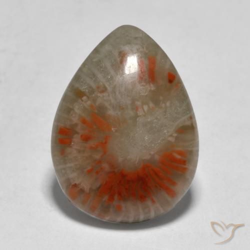 5.31ct Natural Multicolor Coral, Pear Shape, Translucent