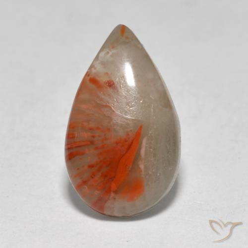 4.61ct Natural Multicolor Coral, Pear Shape, Translucent