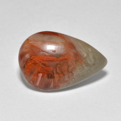 4.44 ct Multicolor Coral Stone, Natural Coral in Pear Cabochon Shape for Sale