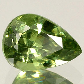 0.76 ct Green Demantoid Garnet Gemstone, Demantoid Garnet Gem in Pear Facet Shape for Sale.