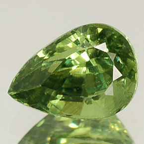0.76 ct Green Demantoid Garnet Stone, Natural Demantoid Garnet in Pear Facet Shape for Sale