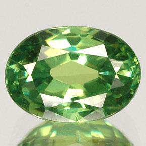 1.47 ct Green Demantoid Garnet Gemstone, Demantoid Garnet Gem in Oval Facet Shape for Sale.