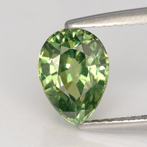 1.48 ct Green Demantoid Garnet Stone, Natural Demantoid Garnet in Pear Facet Shape for Sale