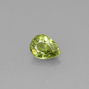 0.39 ct Green Demantoid Garnet Gemstone, Demantoid Garnet Gem in Pear Facet Shape for Sale.