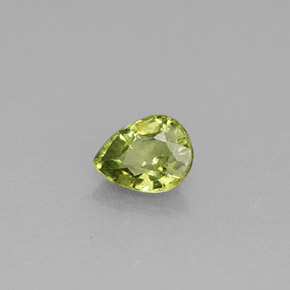 0.39 ct Green Demantoid Garnet Stone, Natural Demantoid Garnet in Pear Facet Shape for Sale