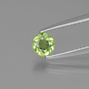0.42 ct Green Demantoid Garnet Gemstone, Demantoid Garnet Gem in Round Facet Shape for Sale.
