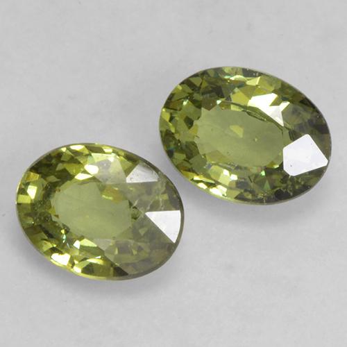 0.74 ctw Green Demantoid Garnet Stones, Natural Demantoid Garnet in Oval Facet Shape for Sale