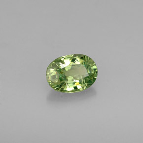 0.48 ct Green Demantoid Garnet Stone, Natural Demantoid Garnet in Oval Facet Shape for Sale