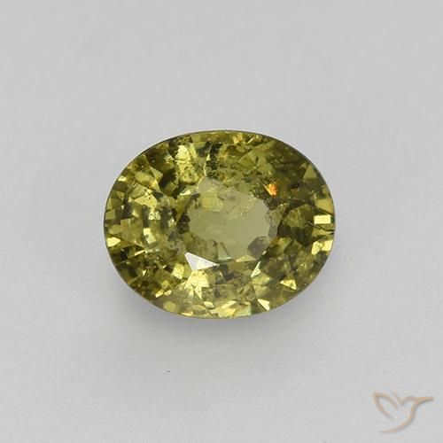 0.47 ct Green Demantoid Garnet Stone, Natural Demantoid Garnet in Oval Facet Shape for Sale