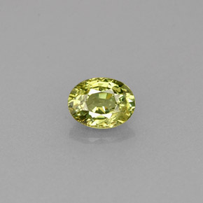 0.42 ct Green Demantoid Garnet Gemstone, Demantoid Garnet Gem in Oval Facet Shape for Sale.
