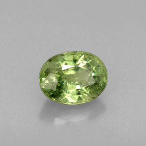 0.79 ct Green Demantoid Garnet Stone, Natural Demantoid Garnet in Oval Facet Shape for Sale