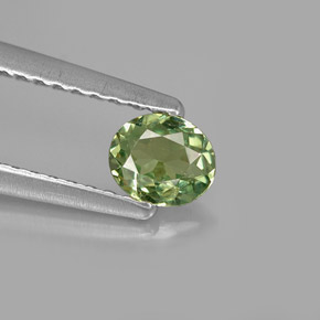 0.29 ct Green Demantoid Garnet Gemstone, Demantoid Garnet Gem in Oval Facet Shape for Sale.