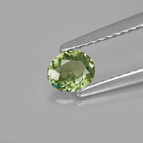 0.29 ct Green Demantoid Garnet Stone, Natural Demantoid Garnet in Oval Facet Shape for Sale