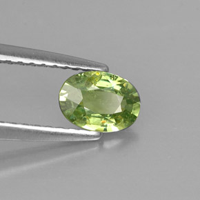 0.54 ct Green Demantoid Garnet Stone, Natural Demantoid Garnet in Oval Facet Shape for Sale