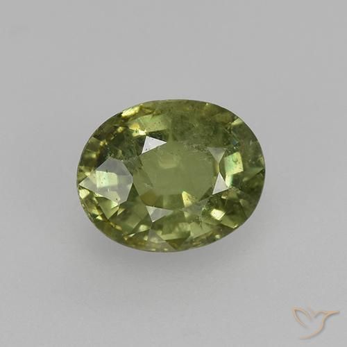 0.49 ct Green Demantoid Garnet Stone, Natural Demantoid Garnet in Oval Facet Shape for Sale