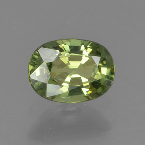 0.54 ct Green Demantoid Garnet Stone, Natural Demantoid Garnet in Oval Facet Shape for Sale