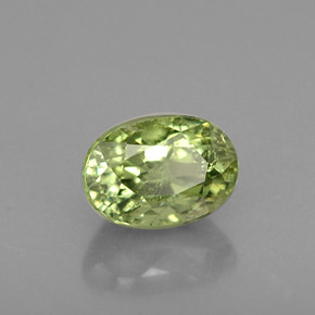 0.80 ct Green Demantoid Garnet Stone, Natural Demantoid Garnet in Oval Facet Shape for Sale