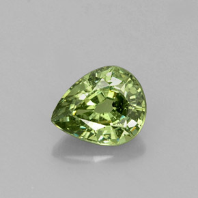 0.66 ct Green Demantoid Garnet Gemstone, Demantoid Garnet Gem in Pear Facet Shape for Sale.