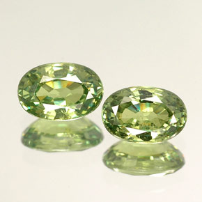 1.30 ct Green Demantoid Garnet Gemstone, Demantoid Garnet Gem in Oval Facet Shape for Sale.