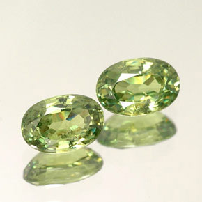 1.30 ct Green Demantoid Garnet Stone, Natural Demantoid Garnet in Oval Facet Shape for Sale