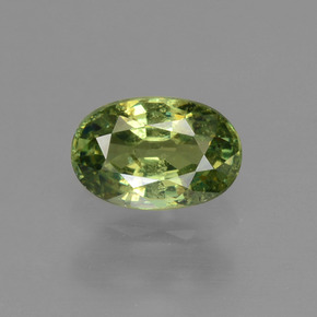 0.66 ct Green Demantoid Garnet Gemstone, Demantoid Garnet Gem in Oval Facet Shape for Sale.
