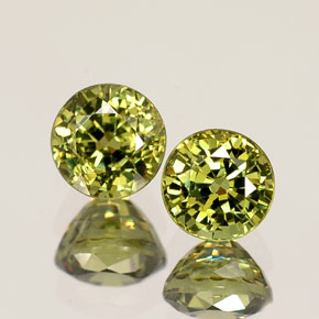 1.30 ct Green Demantoid Garnet Gemstone, Demantoid Garnet Gem in Round Facet Shape for Sale.
