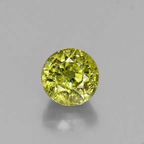 0.65 ct Green Demantoid Garnet Gemstone, Demantoid Garnet Gem in Round Facet Shape for Sale.