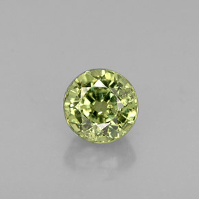 0.58 ct Green Demantoid Garnet Gemstone, Demantoid Garnet Gem in Round Facet Shape for Sale.